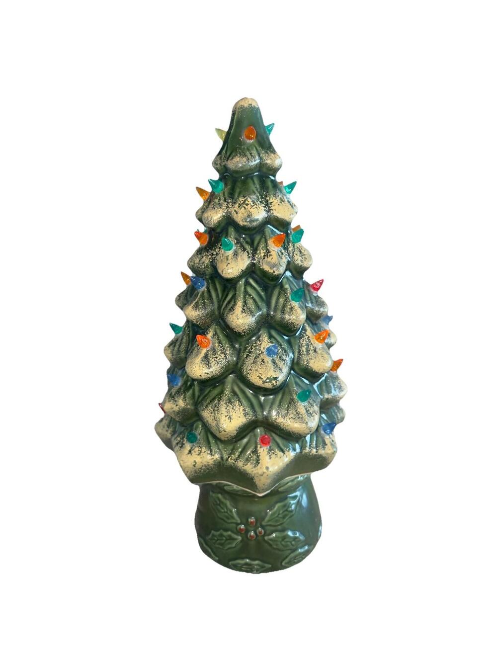 Ceramic Christmas Tree Lamp Lighted Pinecone Multi Pegs OG Vintage 18" Skinny